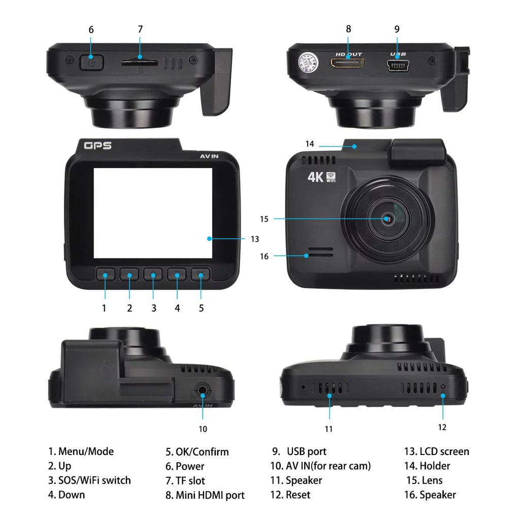 View, Cam, Motion Dashboard Driving 24FPS Novatek Built-in Parking 150° WDR, Dash 2160P Record, WiFi App Detect, Angle, Wide Loop Car G-Sensor, Chip, Mode Recorder Iseebiz Cam GPS,
