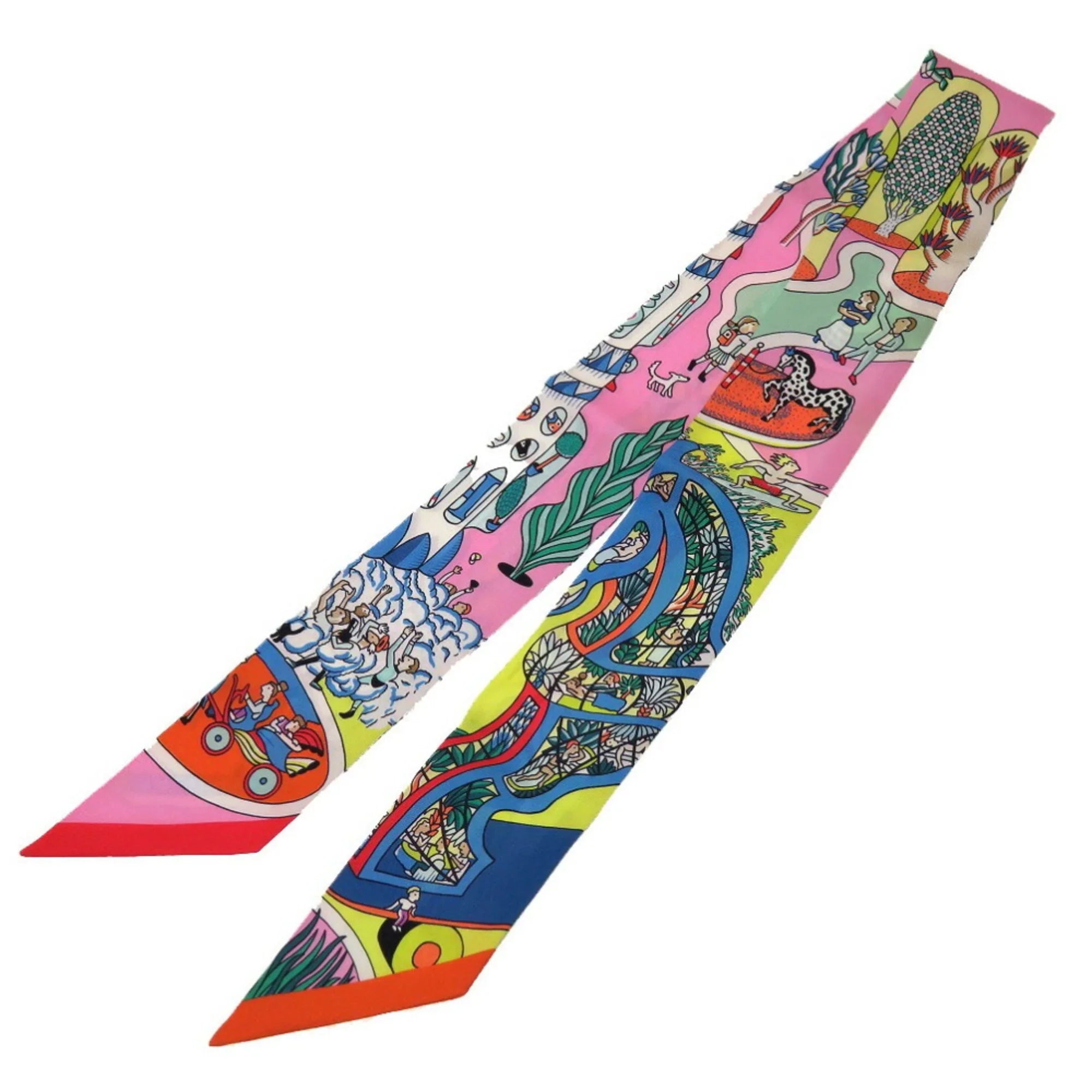 Scarf Hermes Exposition (Fair) Pre-Owned Twilly Silk Universelle Rose