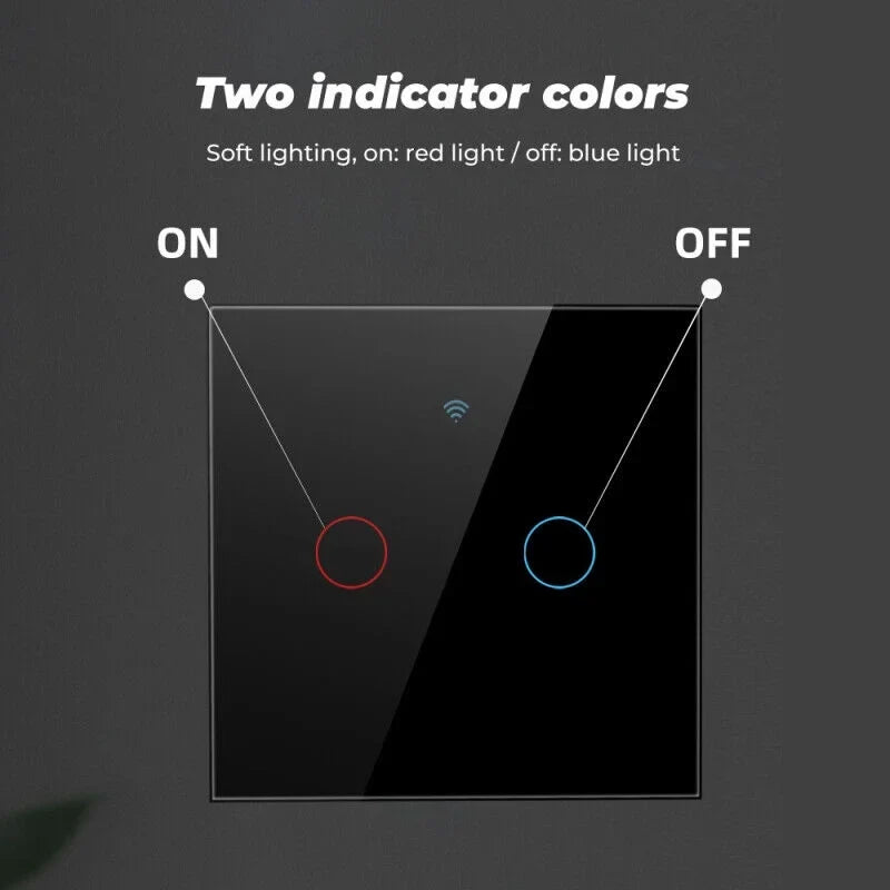 Smart Light Home Button Touch WiFi+433MHZ Glass Switch Wall Panel TUYA 3/4Gang