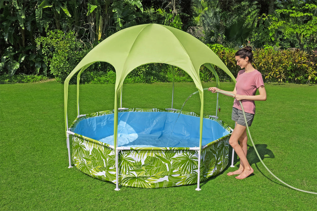 Shade With Ground Pool ft. H2OGO x 8 Pool Set Above Round 20 in.