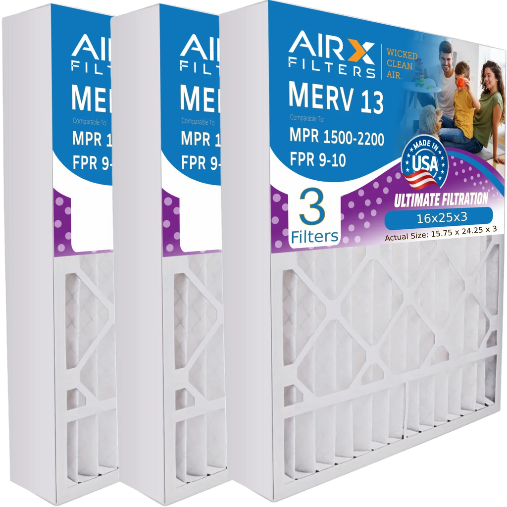 Filter & Compatible 3 2200 Air 13 16x25x3 MPR Premium Pack WICKED FPR with MERV Bear CLEAN 16x25x3 Air Made Furnace by FILTERS - 1500 Filter AIR. USA to Comparable AIRX 9 255649-101