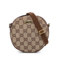 Bag Pre-Owned Unisex (Good) Round Canvas Crossbody Crossbody GG Fabric Authenticated Brown