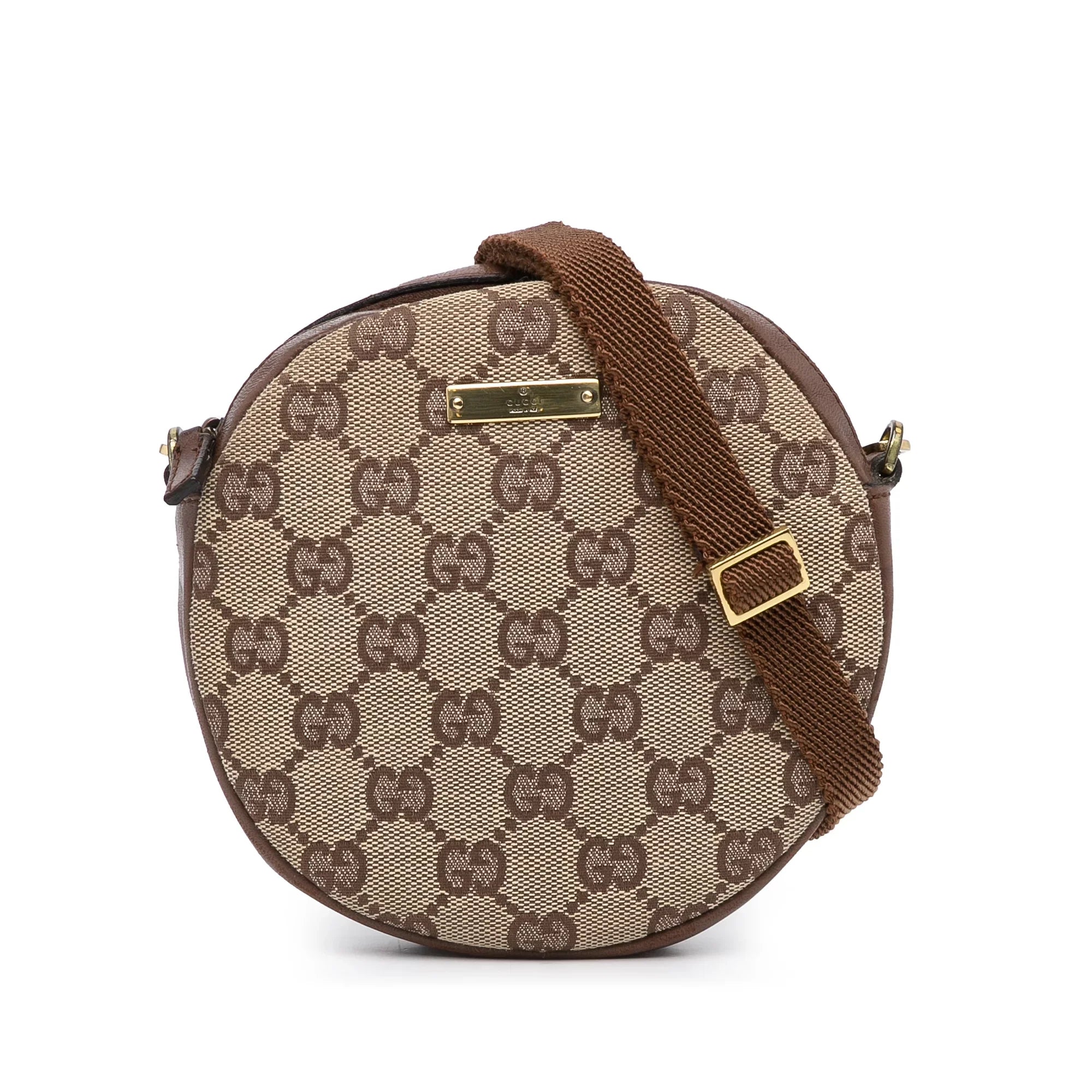 Bag Pre-Owned Unisex (Good) Round Canvas Crossbody Crossbody GG Fabric Authenticated Brown