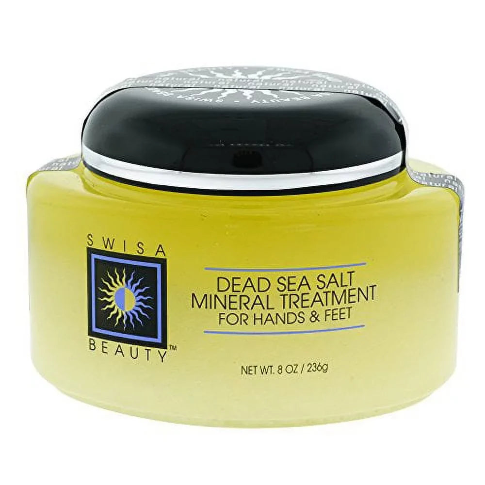 Swisa Scrub & Beauty Salt Sea Treatment Natural, Feet, Minerals Dead 8-Ounce Hands For