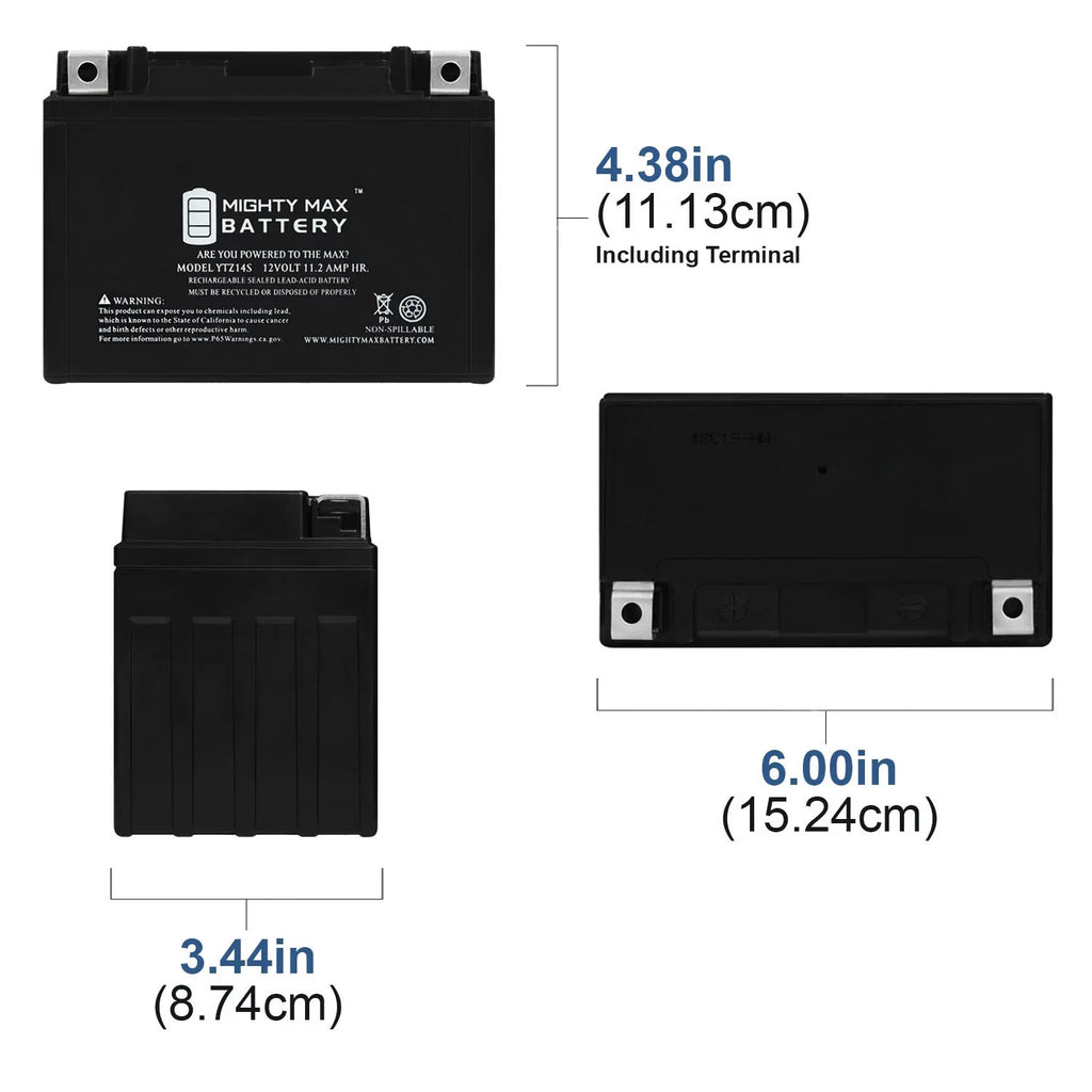 Pack YTZ14S - with 8 Replacement 11.2AH Battery Protek ETZ14S 12V compatible