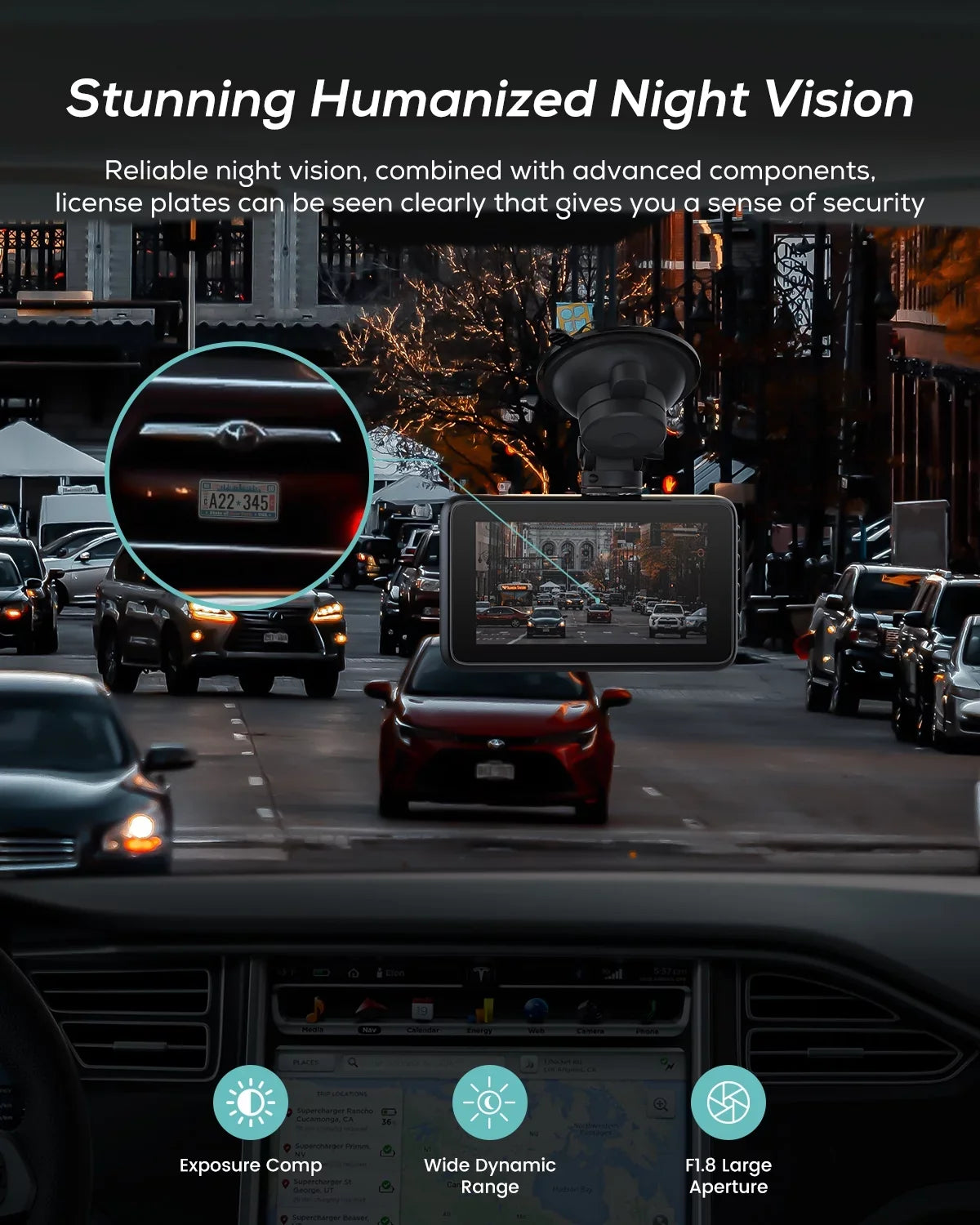 Recording, Card, 4K Night Cars, Super for Emergency Dash Monitoring iZEEKER with 30FPS/1080P 60FPS 4K Parking Vision, Car WDR, Camera Cam Dash with Front MicroSD Camera