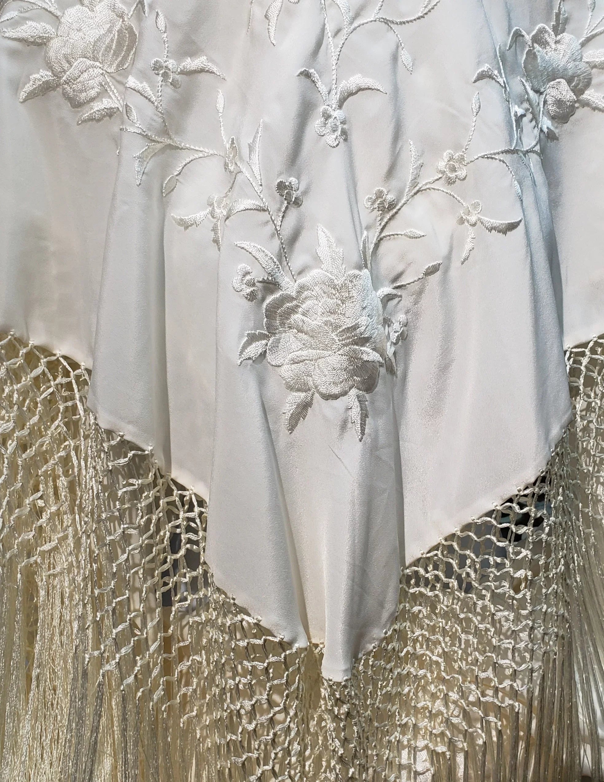 Manton Manila Stole Canton Shawl Champagne Silk De Spanish Wrap