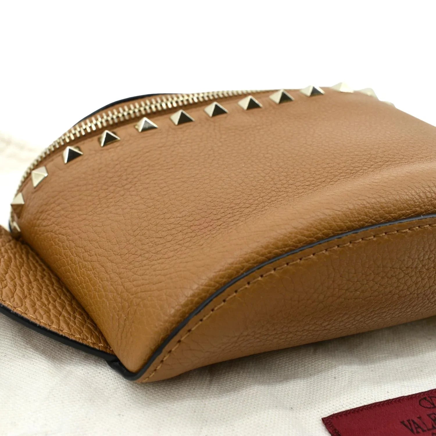 Camel Pre-Loved Spike Belt Bag Leather VALENTINO
