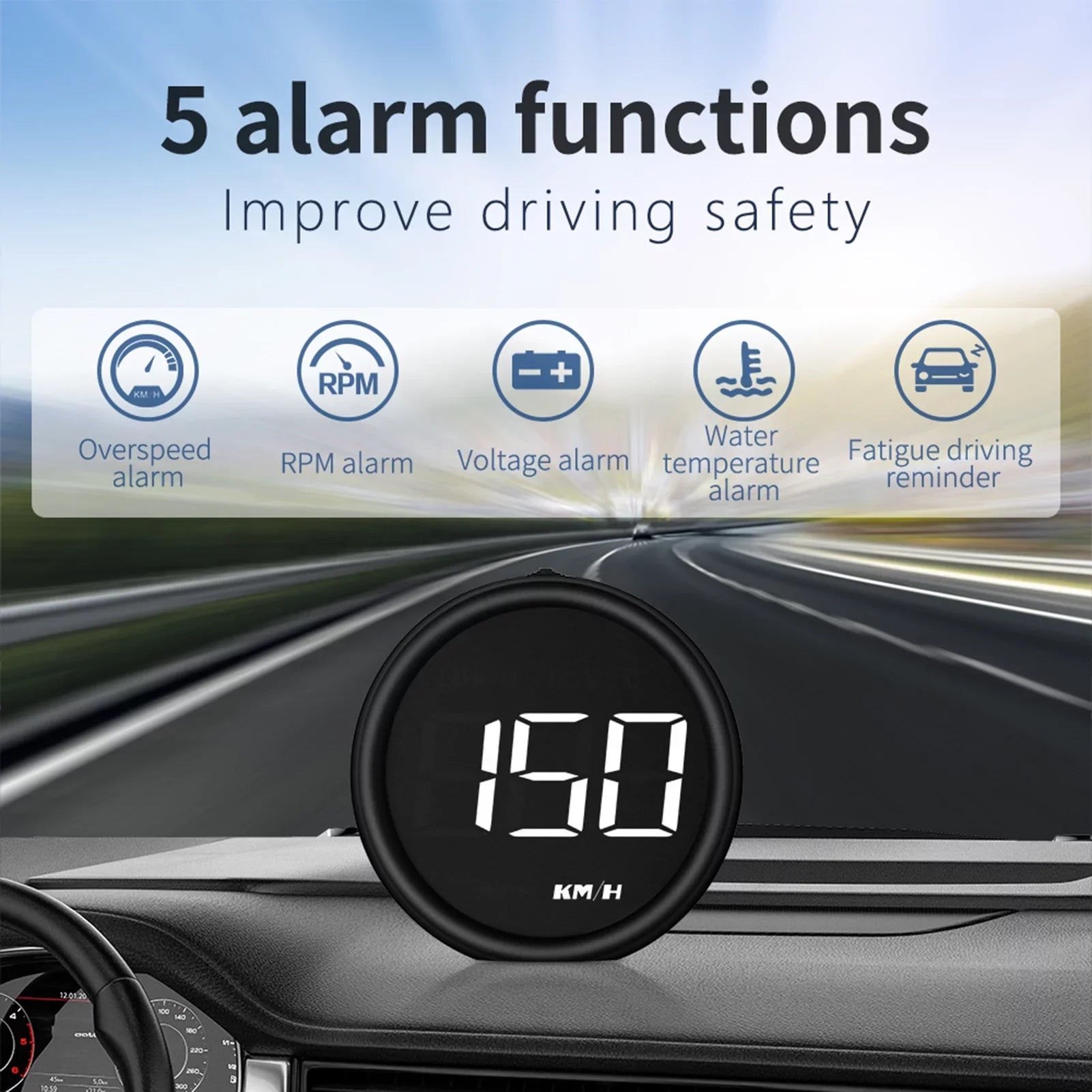 HUD Speedometer for Diagnostic Detector Car Display Safe Head-Up OBDII Driving Moobody