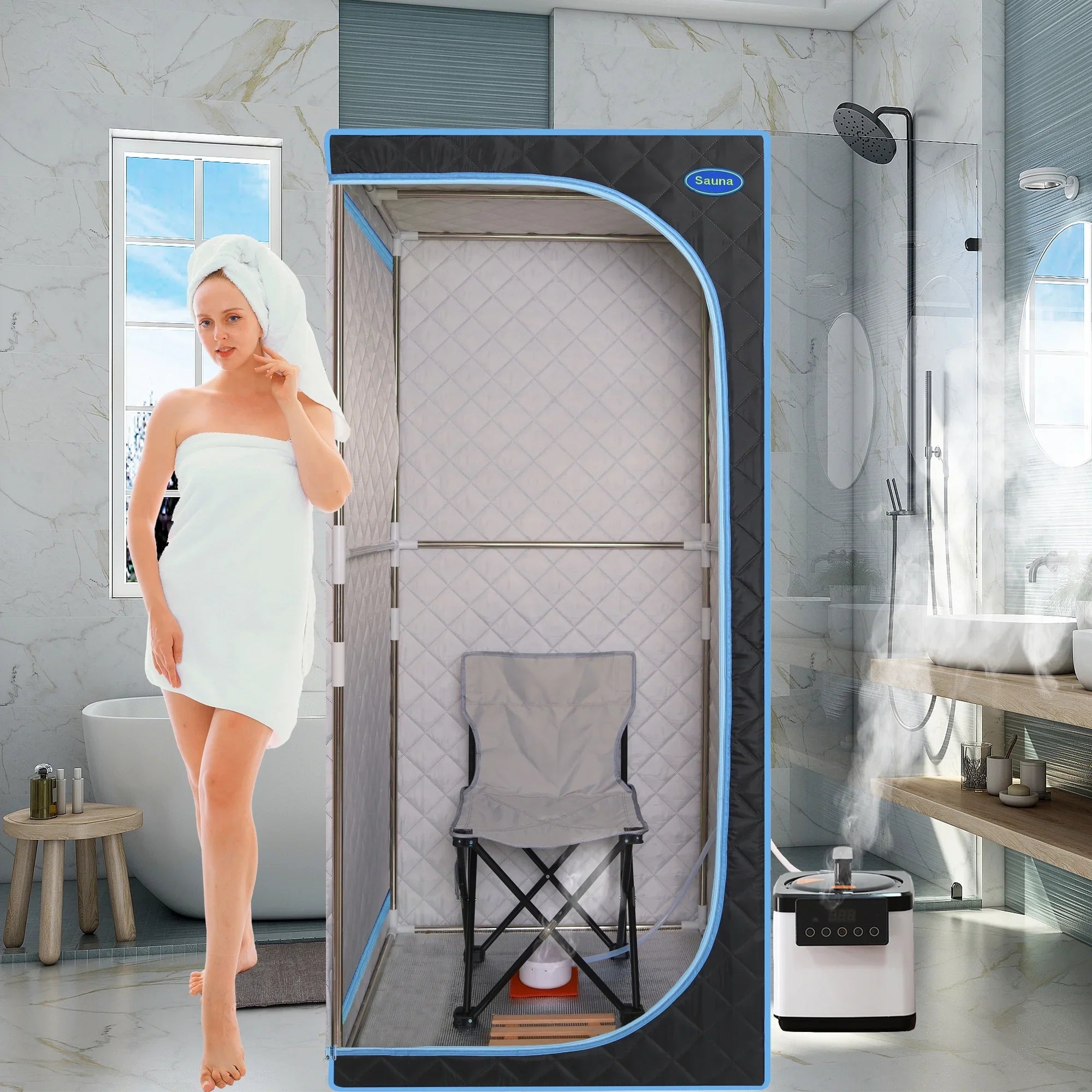 With black Steam Spa Sauna Cheelom Sauna Tent Home Sauna，Portable Body Full Box