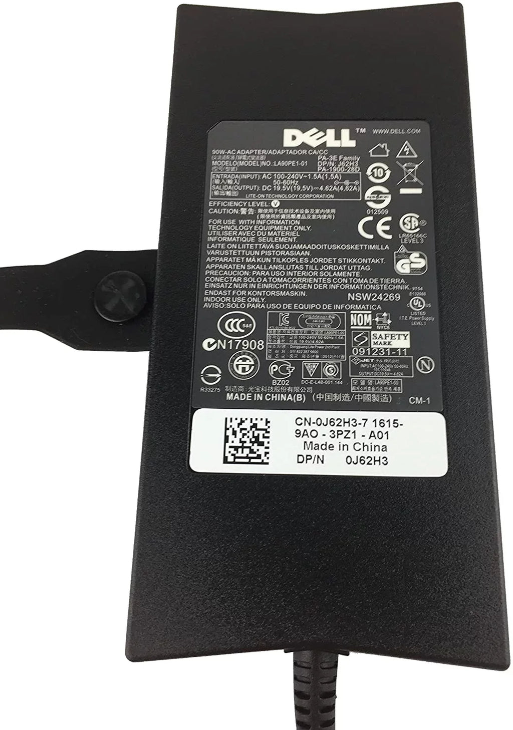 1564, 1545 1537 1525 4.62A 1555 Charger 3460 and 19.5V Studio Inspiron 1521 for Cord 3560 1526 Vostro 1735 1540 1737 Power Adapter) 90W Supply 1520 (Original 3750 Latitude, PA-3E