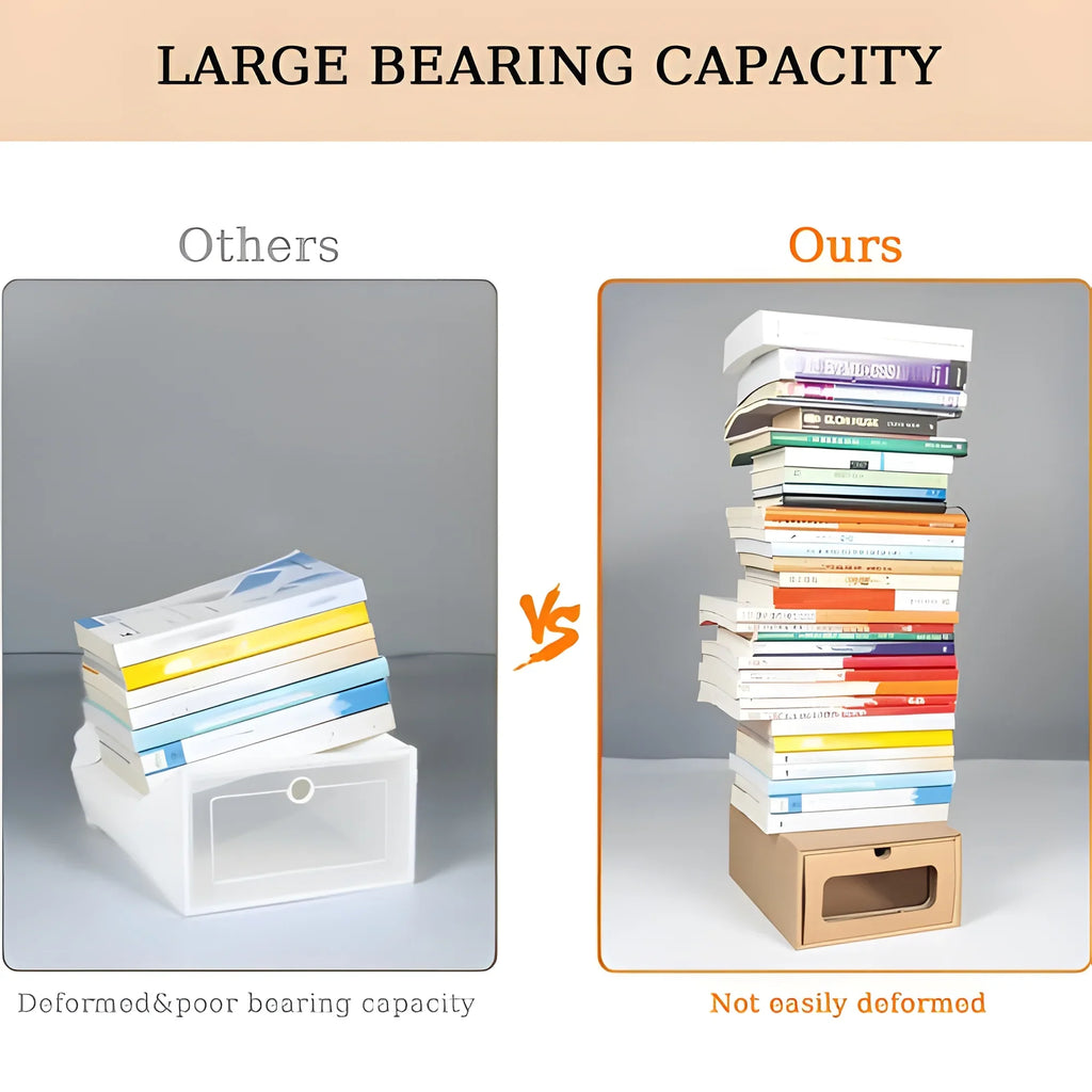 Shoe tonchean Boxes - Boxes Organizer Storage Transparent Cardboard Drawer Pack Lids Kraft 10 and Shoes with Window-Gift Stackable