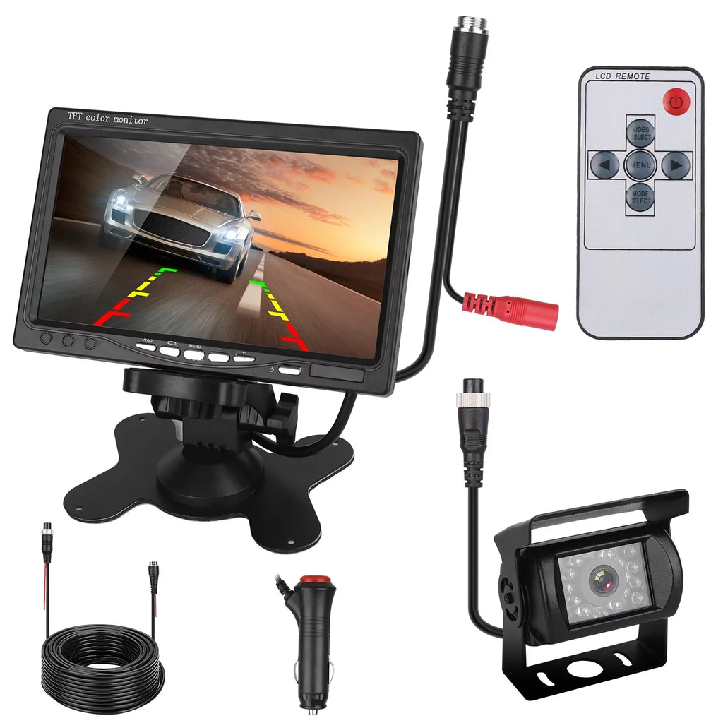 Monitor Reverse Vision 7In Trunk Night IP67 Camera, Reverse Camera, System with Rearview Car Vehicle Waterproof for SUV Backup System, Reverse Car Parking Van Car Parking