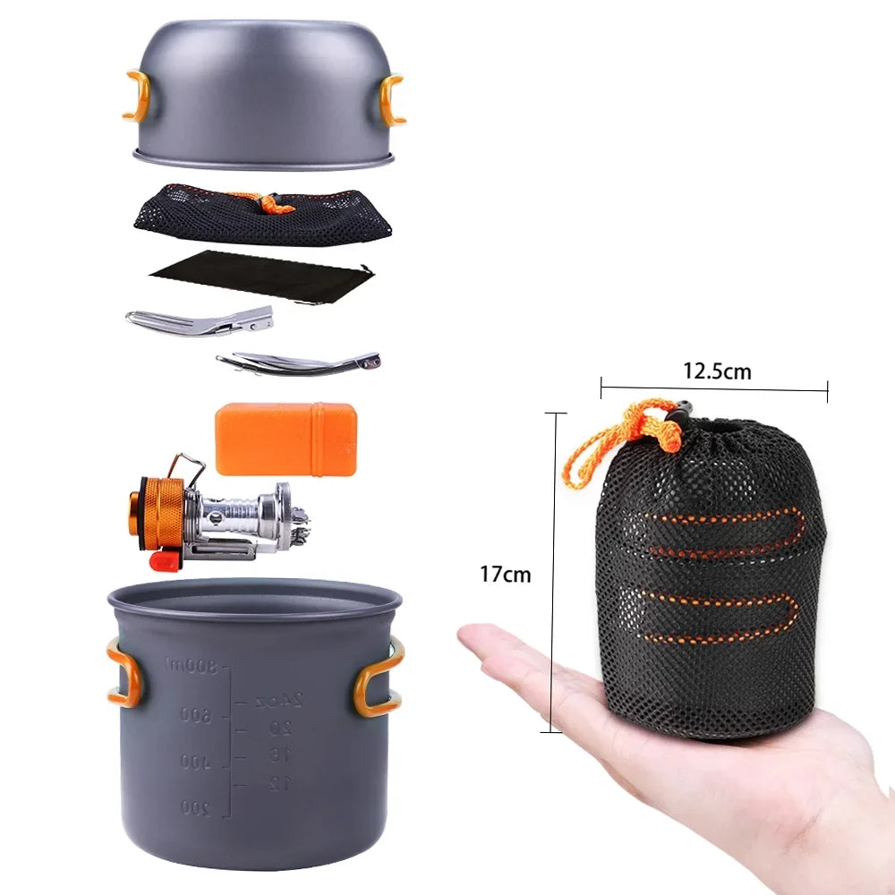 Spoon Camping Hiking Cooking Ignition Stove Picnic Backpacking Lixada Set Piezoelectric Fork Cookware Pot with