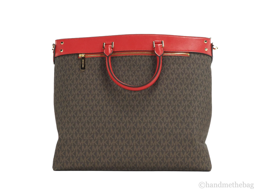 Flame Zip North Signature Michael Handbag Top Travel Kors Pvc Tote Large South