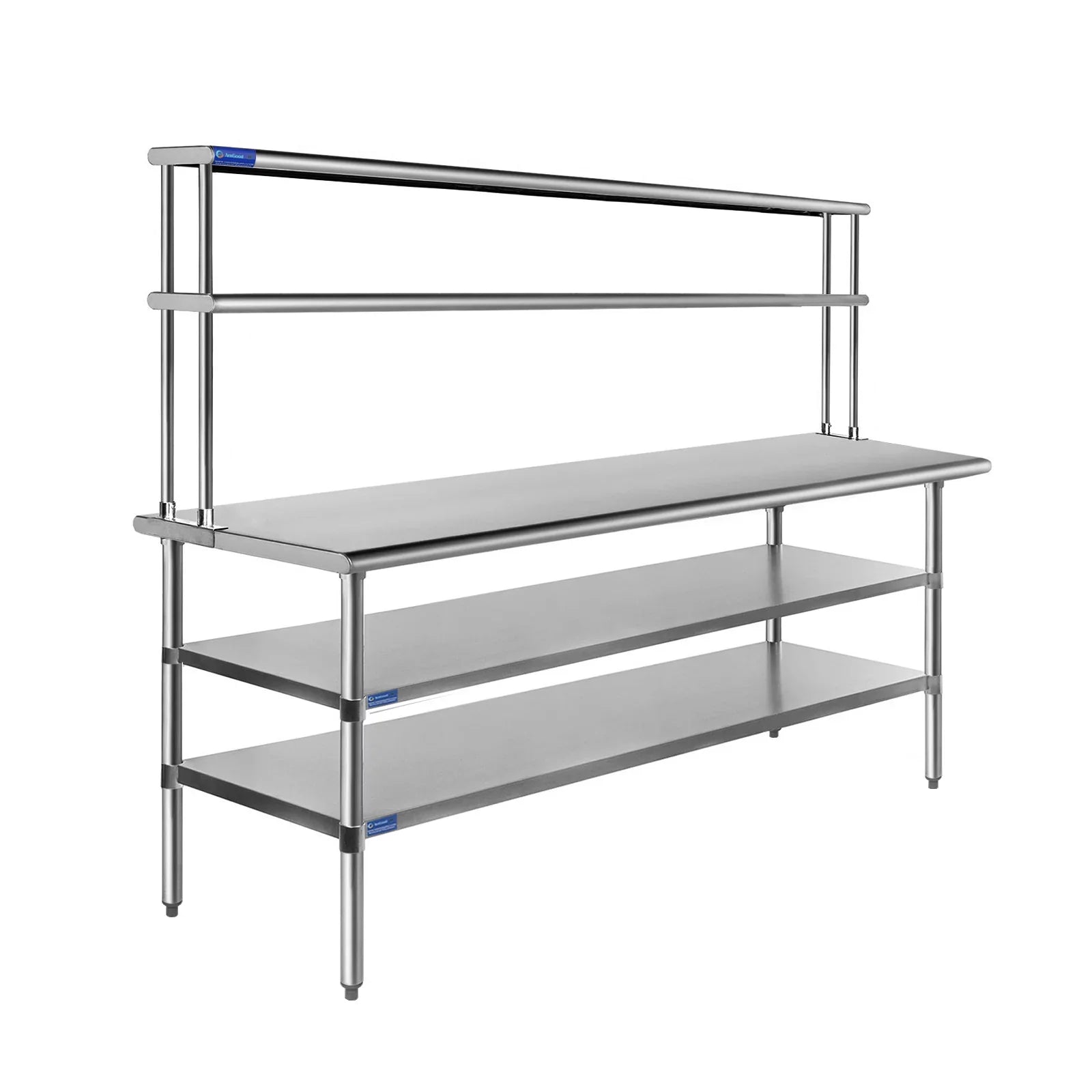 Two Stainless Shelving 30" Work Table Steel | Table Kitchen & With x Overshelf Shelves 72" Tier Double Wide 12" Prep Combo | Metal