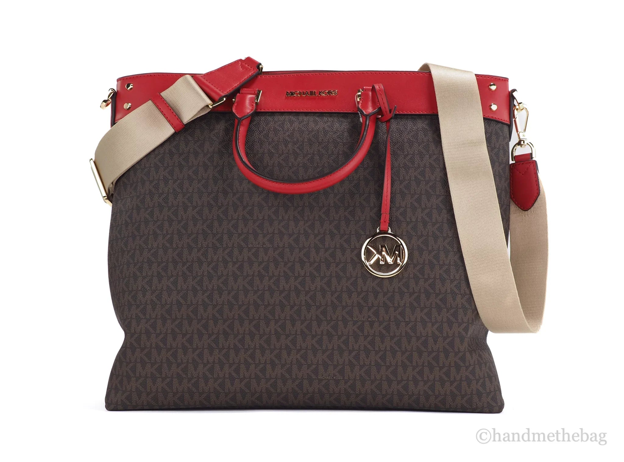 Flame Zip North Signature Michael Handbag Top Travel Kors Pvc Tote Large South