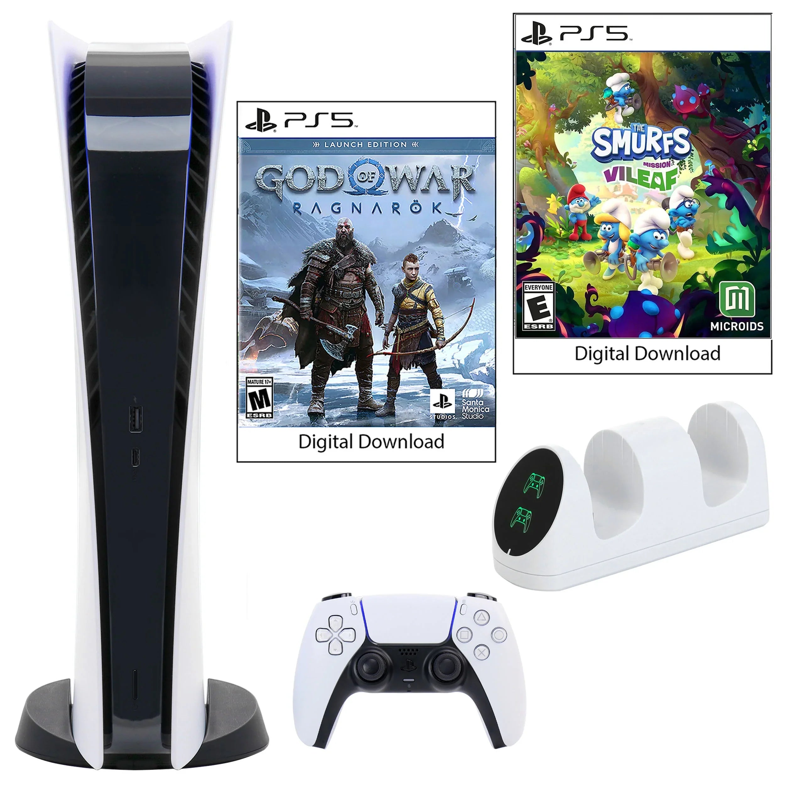 with Ragnarok Console Smurfs PlayStation Charging 5 GOW: The Digital Dual and Dock