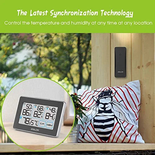 and Hanging Station Max Tracker Real-Time with - Slot, LCD, Sensors, climate BALDR Wireless 262 Built-in Remote ft with 3 Humidity Digital Meter Black Temperature and Distance Touchscreen, Stand