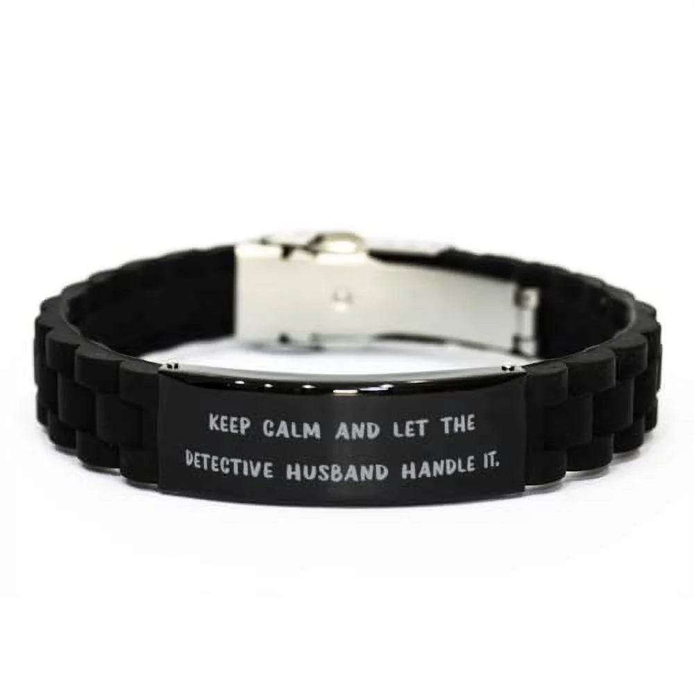 Bracelet, Engraved and Black Husband Handle. Let Husband Inspirational Glidelock Clasp The Bracelet, Keep Detective Calm for amangny Husband