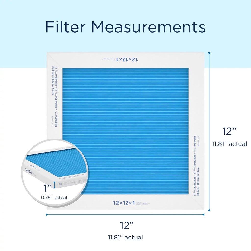 Filter Air Medify 2-Pack) HEPA Particles 14, 12x12x1 Pleated (MERV 95% Cleaning Air