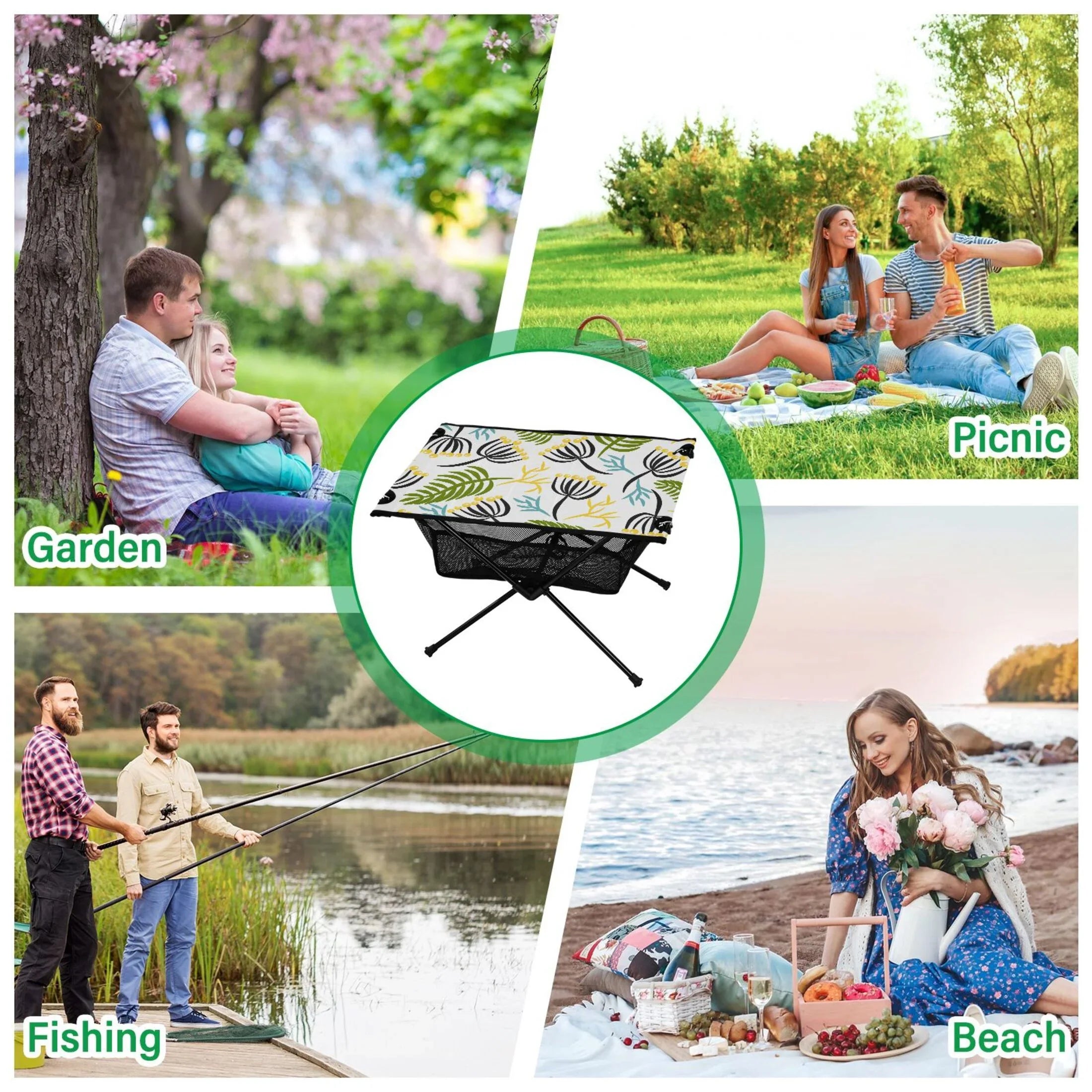 Beach Camping Table Storage Leaves for with Folding Fishing Portable BBQ Table Compact Travel Picnic Table exterior Bag