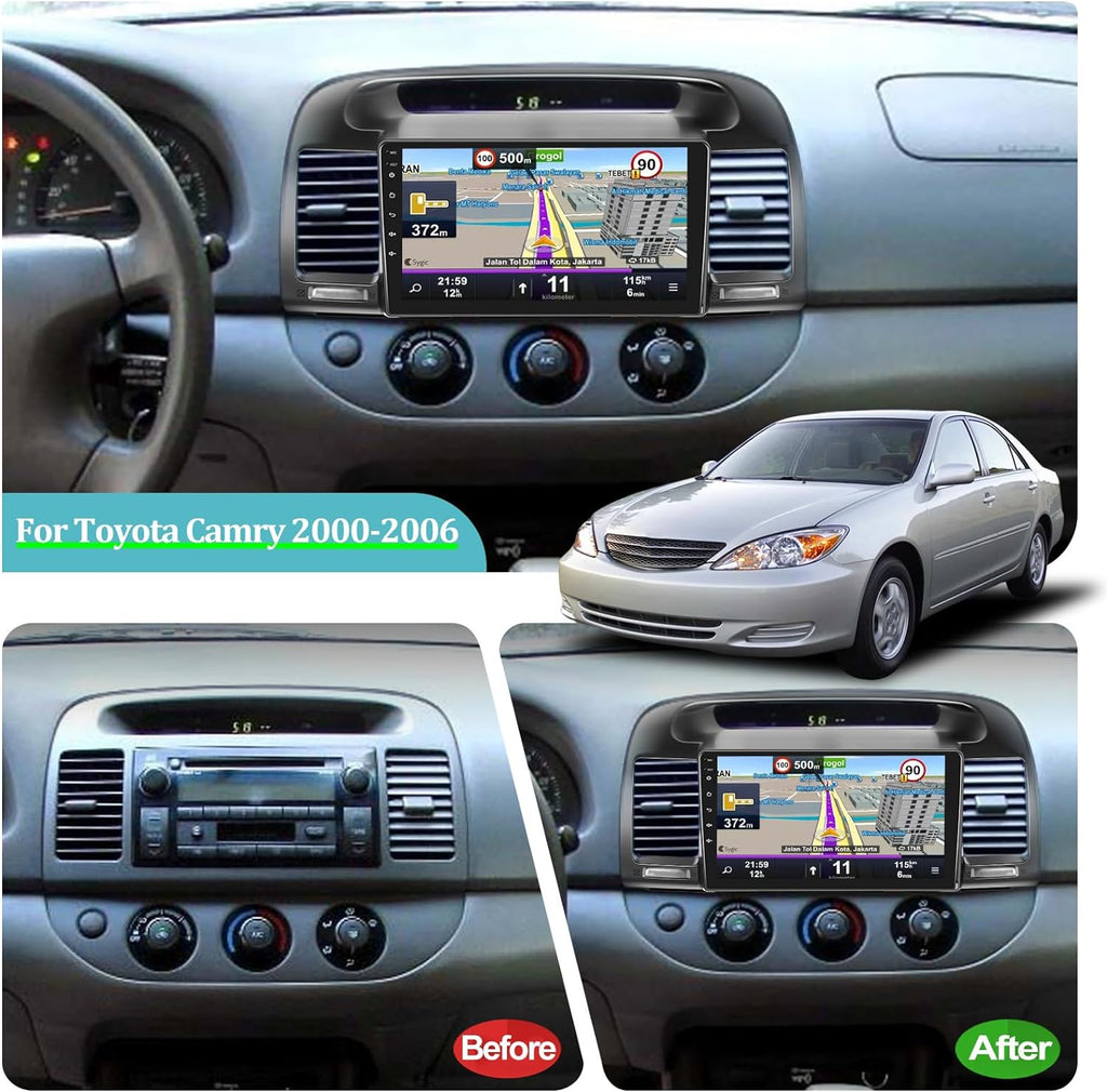 For WiFi, Radio Rear Stereo with 2+32G in Andriod Carplay Touchscreen View THONZER 2000-2006, Link, Toyota GPS, Inch Auto USB + 9 Car Mirror Android Built Dual and Camera Wireless Camry