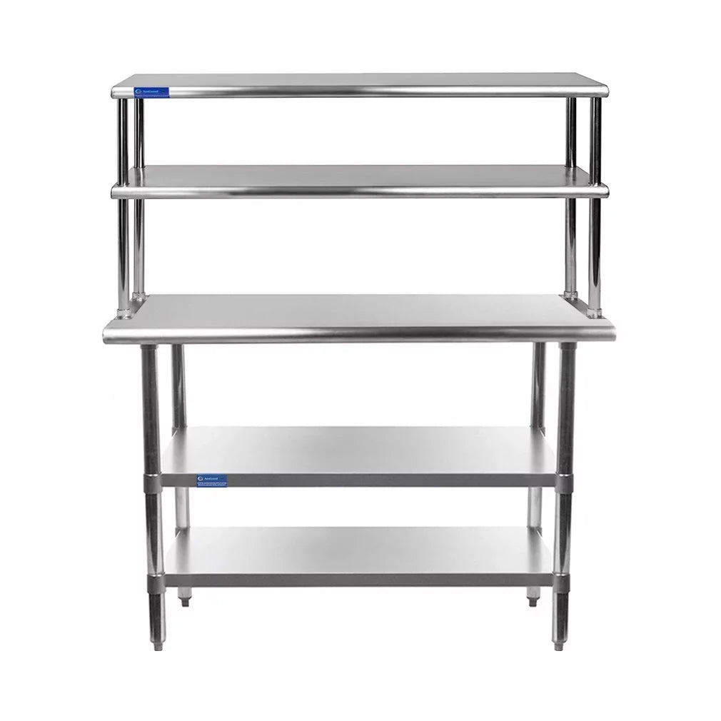 | Overshelf 24" Table Metal Stainless Table Tier With Shelves Wide 36" 18" & Combo Work Double Shelving Steel x Prep Kitchen Two |