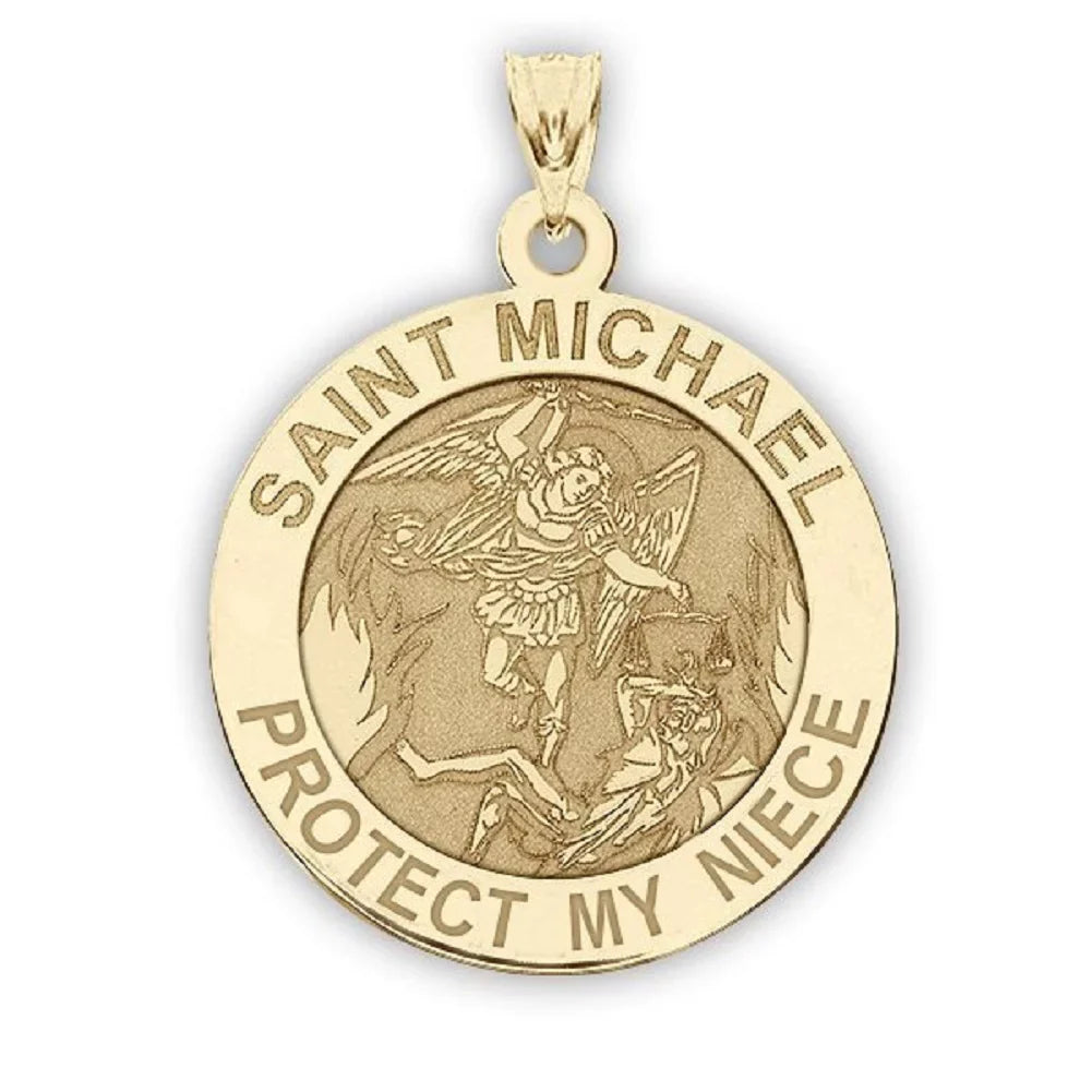 Dime, dimension Solid of Yellow Saint Michael - 2/3 Niece My Gold - - Medal 14K Picturesongold.Com Religious inch Protect