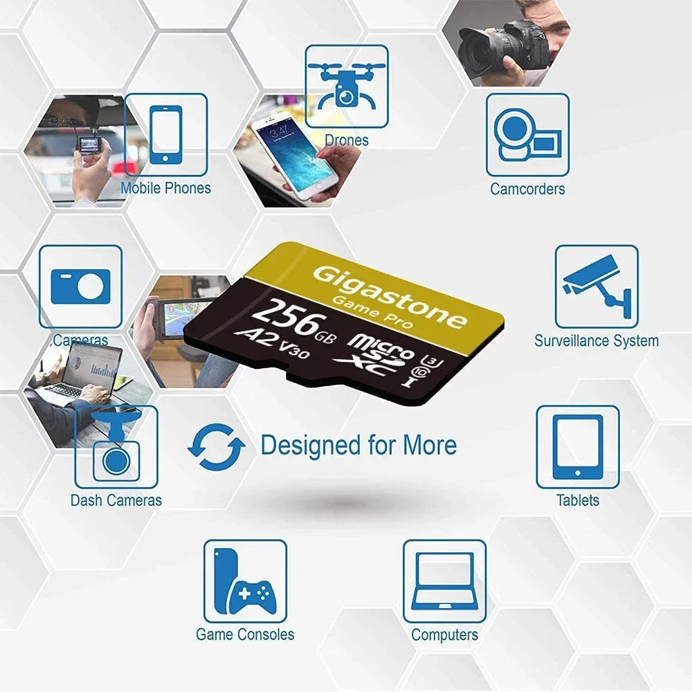 Game Compatible, SD Recording, Gigastone 256GB GoPro up Cameras, Switch R/W App, Video Dash Cam, Micro Pro, Micro Nintendo 4K SDXC to 100/60MB/s Run Card, Memory A2