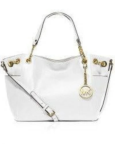 Large Tote Chain Kors Set Michael Optic Jet Leather Bag Pocket White