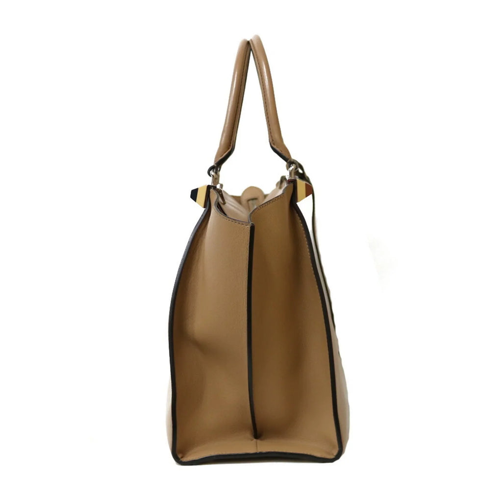 Shoulder Pre-Owned Heors Women's (Good) Leather FENDI Trois Bag Beige
