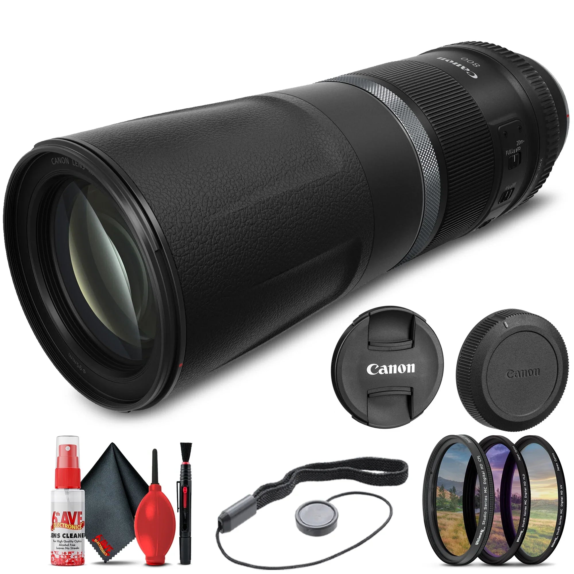IS 800mm Keeper + Lens (3987C002) Filter f/11 + STM RF Cap UV + Canon More