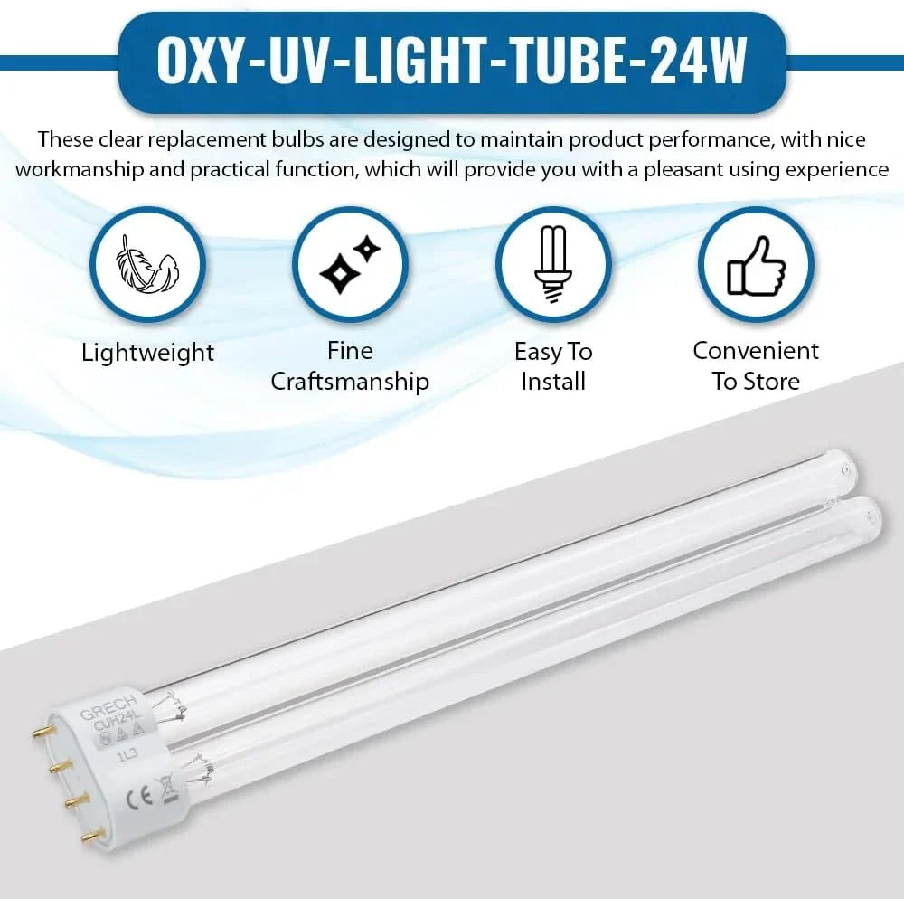 Base Light CUV-624 Pond / Clarifier For Fish Lamp Ultraviole Koi Aquarium Replacement Compatible To CUV-324 2G11-4 UV Filter Pin 24W