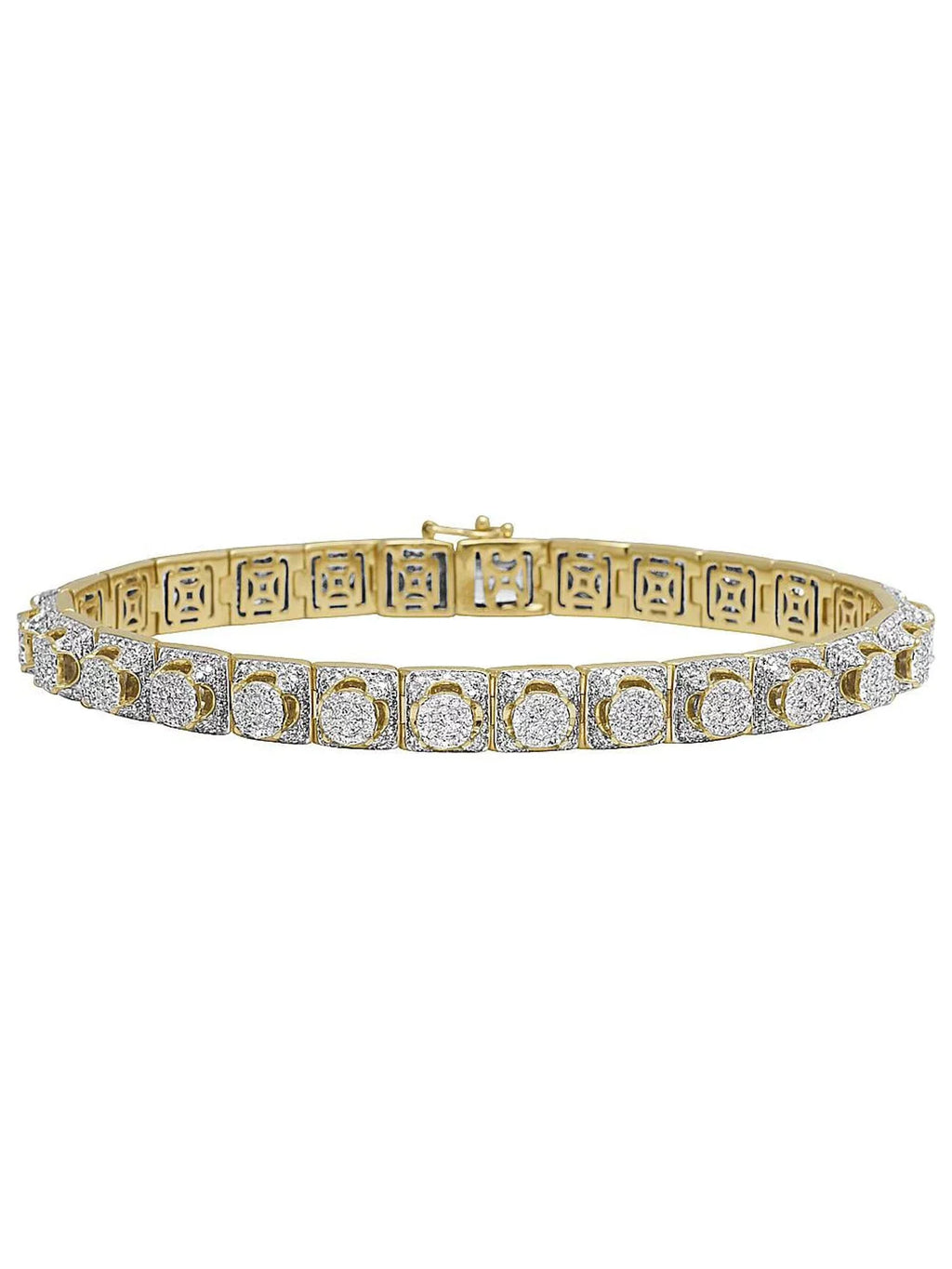 Gold Bracelet CT Yellow 6.6 8.5" Men's 8MM Diamond Cluster 10K