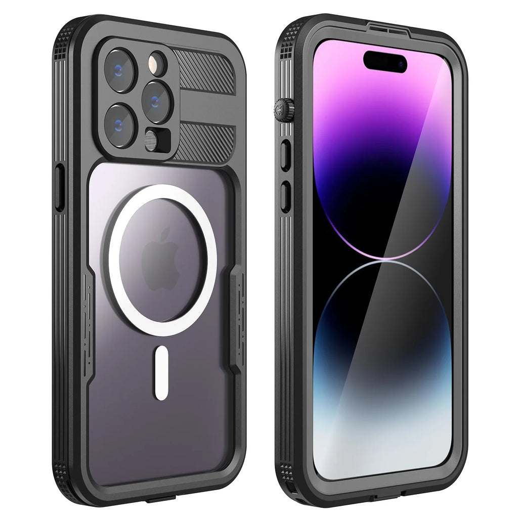 for with Dropproof][Dustproof][Compatible Underwater][14FT Waterproof, Pro Pro Black Case - MagSafe] Screen iPhone for 6H [Real 14 14 Built-in Protector iPhone 6.1" 360][IP68 Military