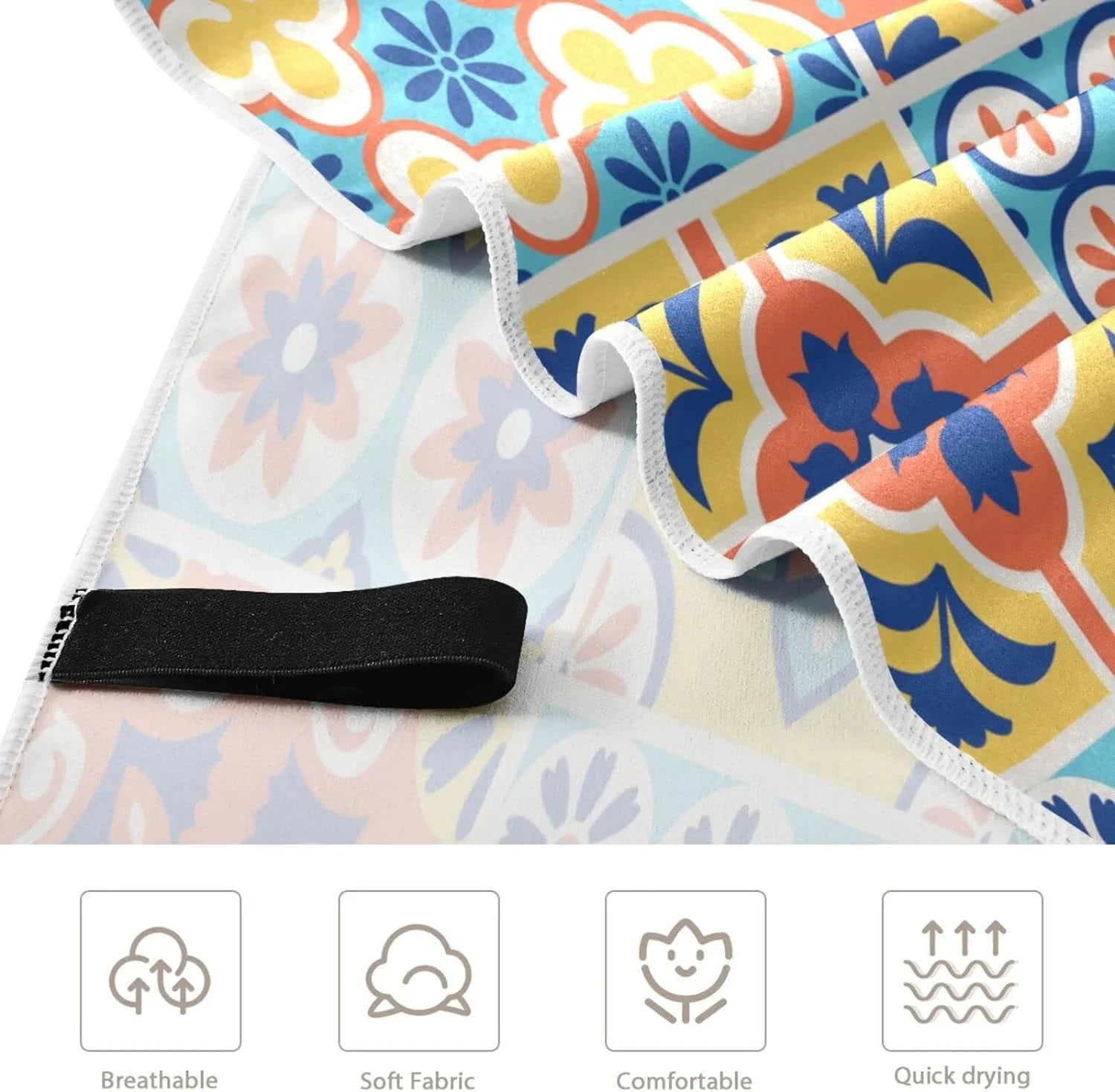 Yoga Towel, Talavera Towel Shower Towel Pool Thin Bestwell Bath Swim Oversized Mexican Dry Beach 31”X71” Blanket, Multipurpose Towel Quick Sand Lightweight Tiles Free Microfiber design