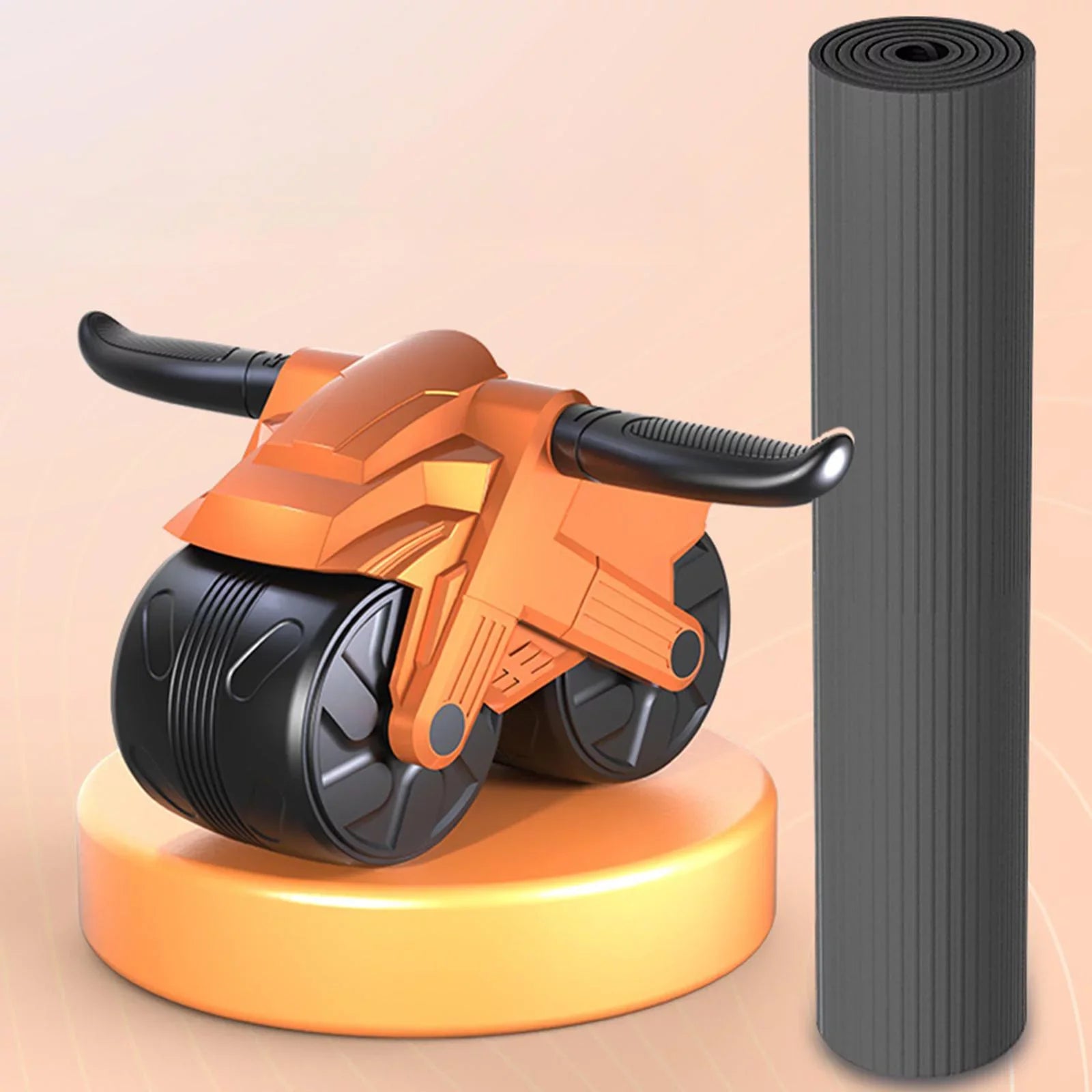 Double Wheel Training Widened with Wheel Wheels Mat Building Abdominal Workout Double Muscle Body Roller, Orange for Abdominal Equipment