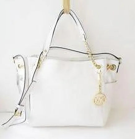 Large Tote Chain Kors Set Michael Optic Jet Leather Bag Pocket White
