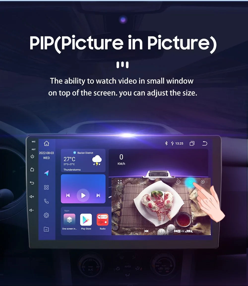 Android Screen 4+32G Navigation in-Dash Unit AM/FM Double Car GPS Auto DSP Din Android Universal Stereo Head Radio Store,YouTube QLED Carplay 1280X720 Wireless Multimedia Player,climate,Play 9"
