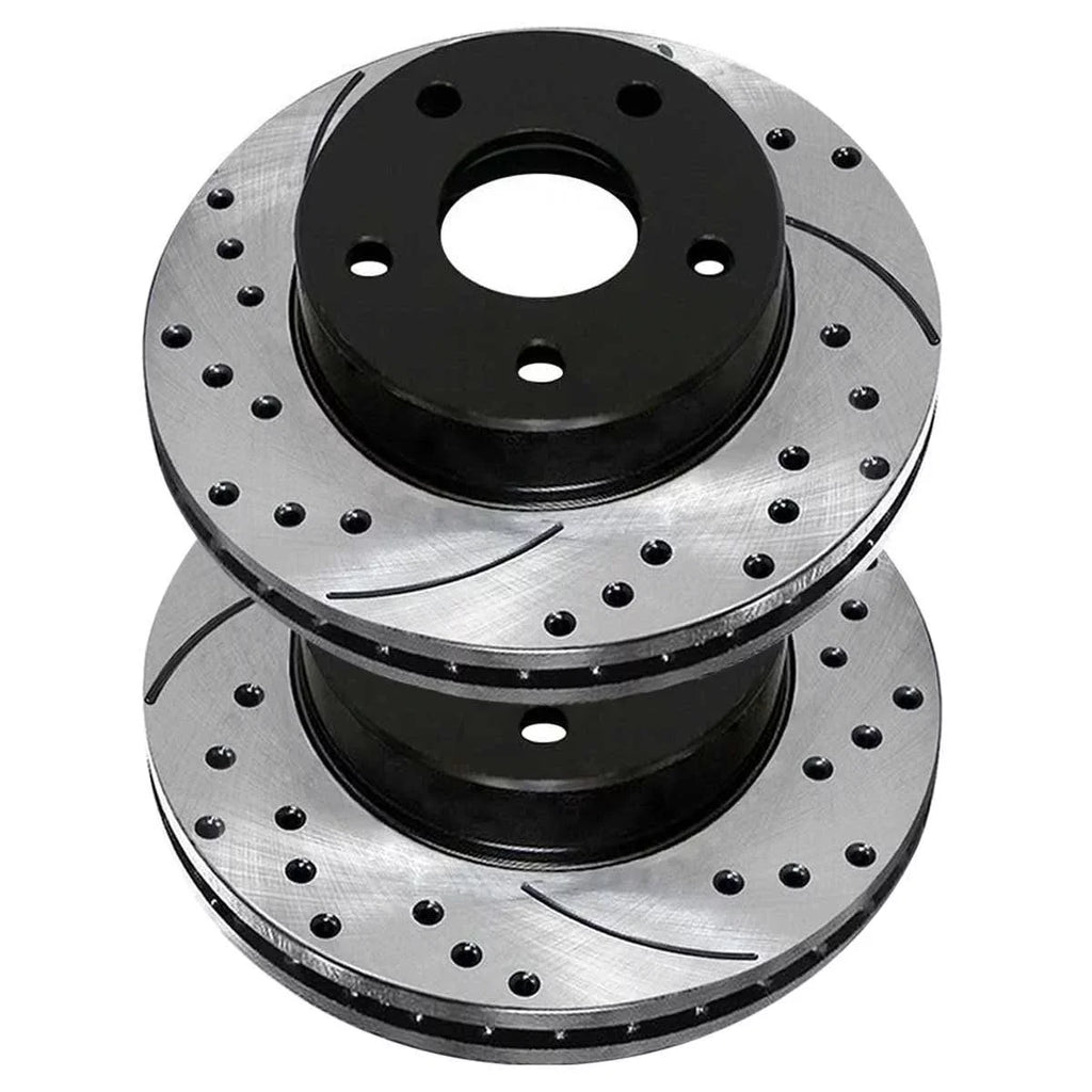 Slotted Caliber 2.0L Replacement Passenger Drilled 1.8L Driver Lancer Brake 2.4L and of Rotors FWD AutoShack 2008-2017 PR63039LR 2012 Pair Dodge Side 2007-2010 AWD for 2011 2 Black Front Mitsubishi