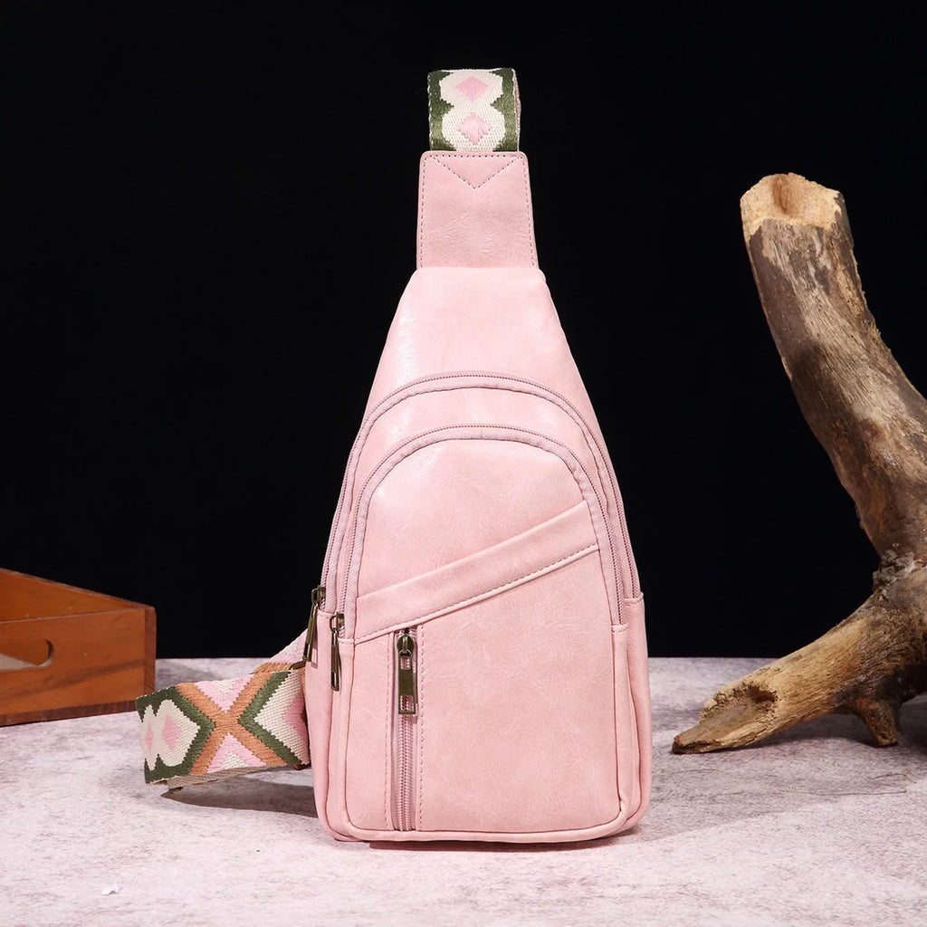 Practical Women Lightweight New Fashion Bag Casual Retro Multi Pattern Shoulder Chest Bag Bag Simple Messenger Layered