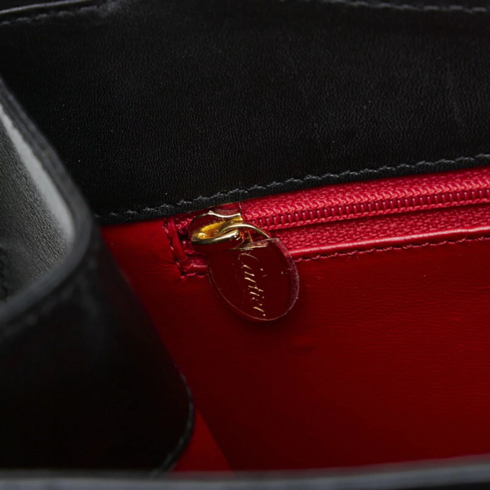 Pre-Owned gold (Good) handbag leather Panthère ladies CARTIER Cartier black