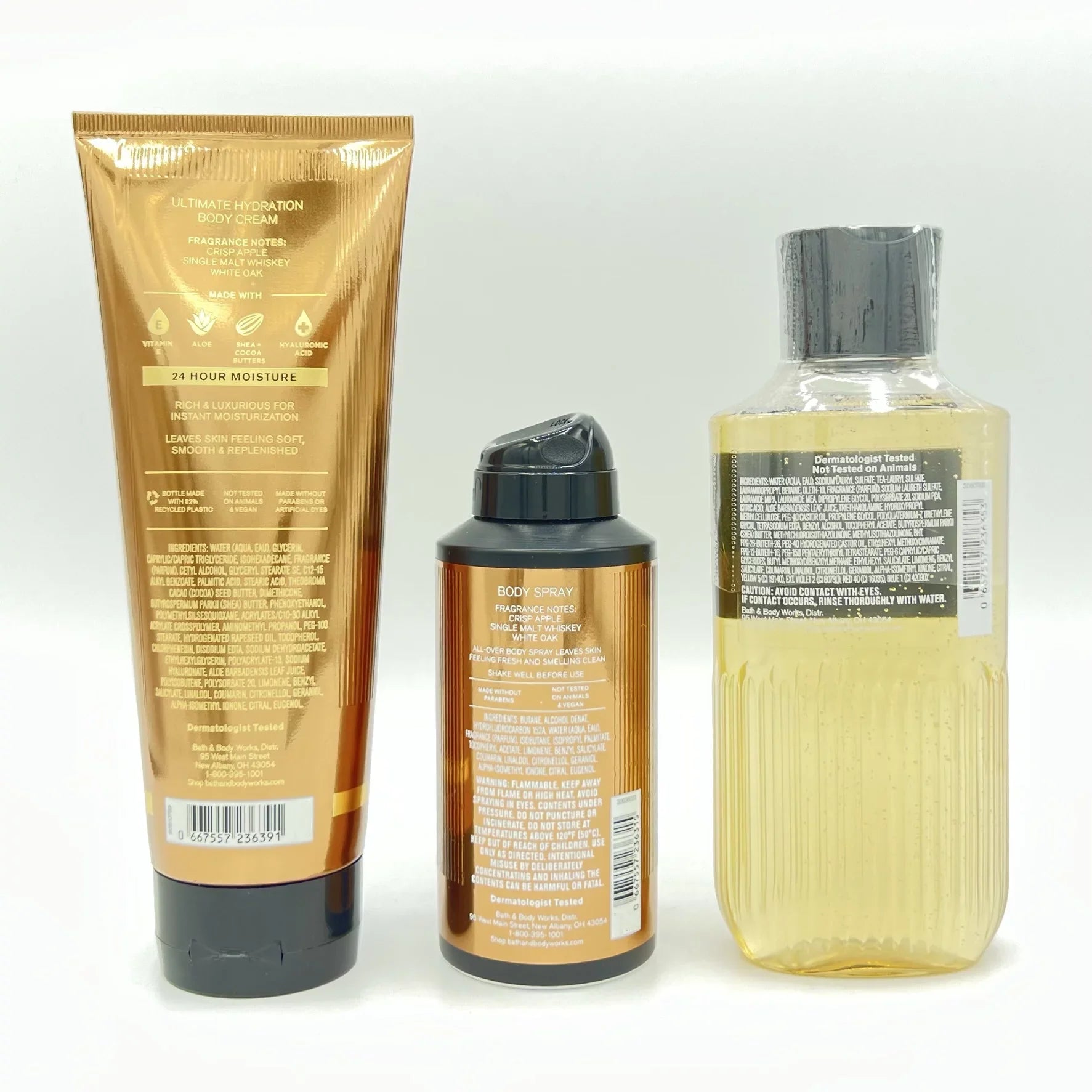 Gel Body and Cream, Works Shower Body and Whiskey Body 3-Piece Men's Bundle Bath Reserve Spray
