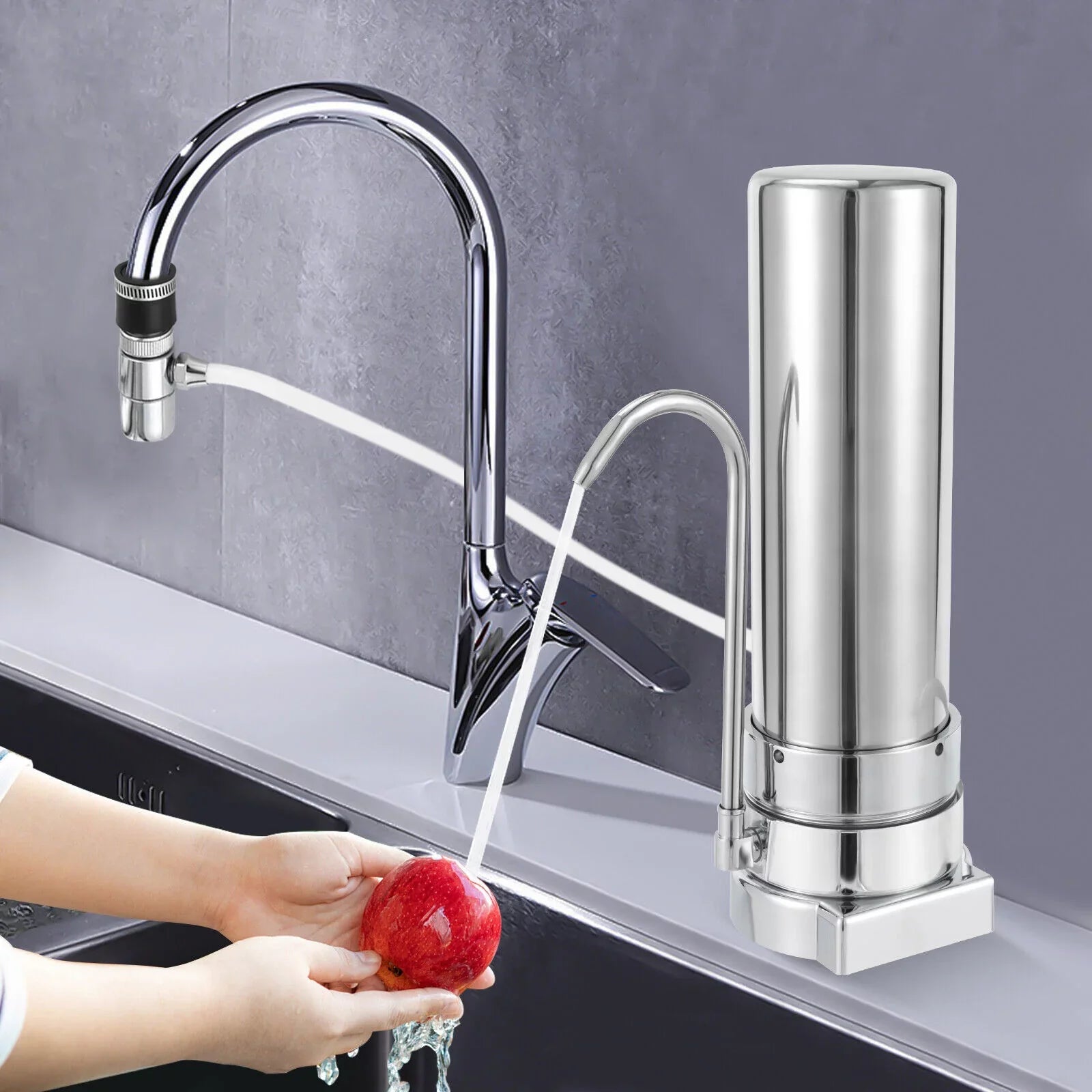 System Sink Tap Stainless Filter Filter Filtration liquid Silver Countertop Drinking