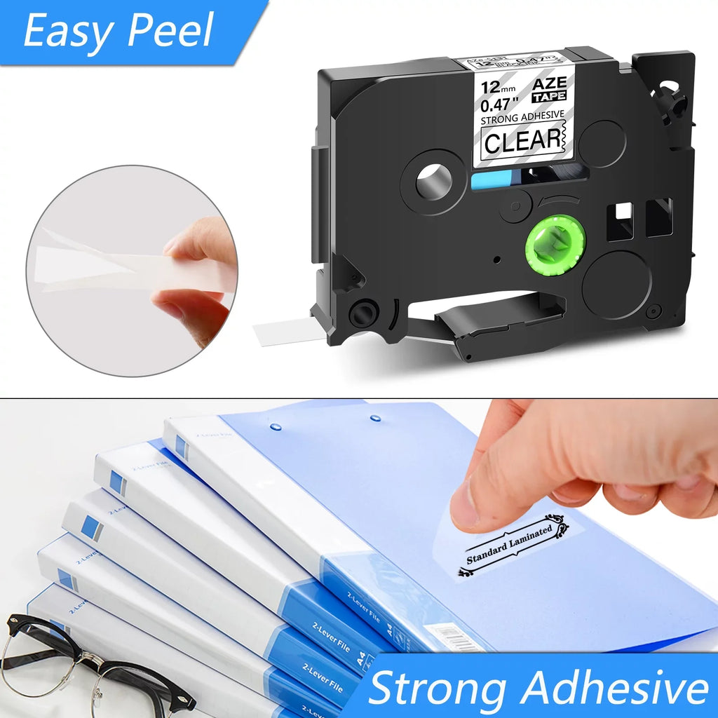 12mm Strength Laminated P-touch Clear Brother TZ-131 Black Label 100PK TZe-131 Extra GREENCYCLE Compatible for TZe TZe-S131 on TZ-S131 TZ Tape