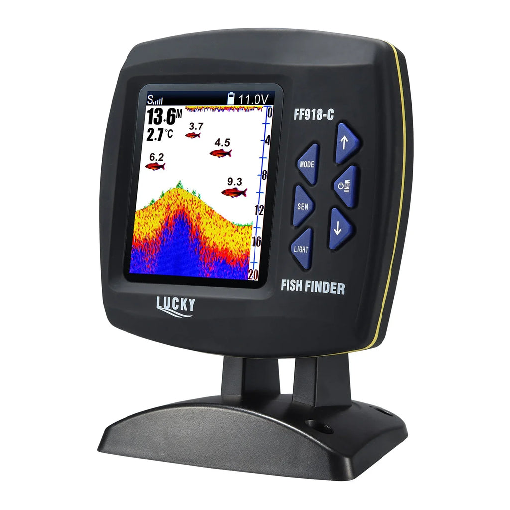 Fish Sensor LCD Fishfinder Finder Underwater Monitor Fishing Locator Underwater Fish Boat Portable Detector Transducer Tomshoo Fish Degrees 45 Finder Fishfinder Wired Fish Waterproof
