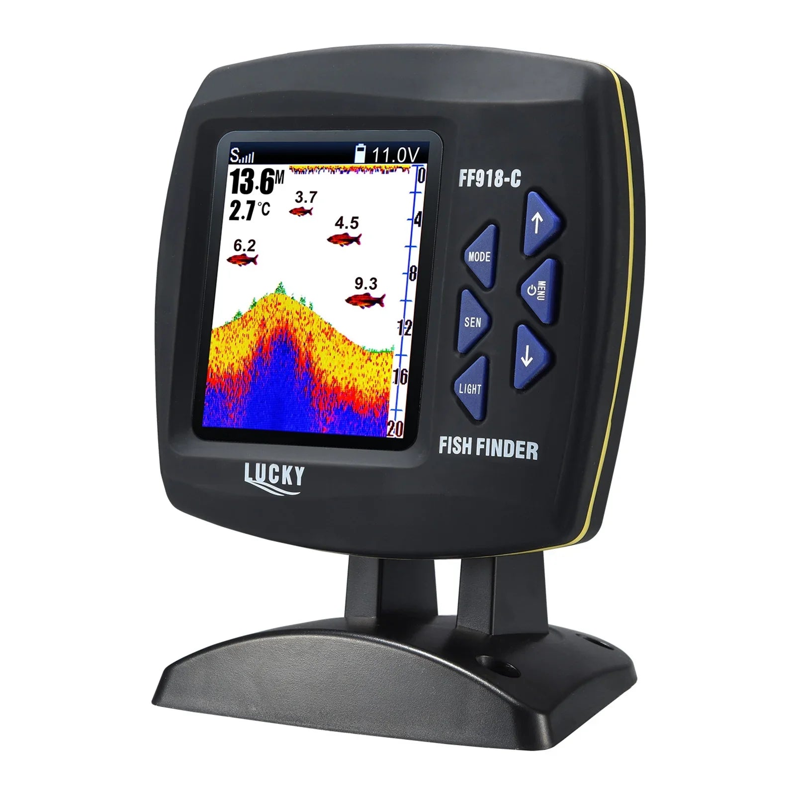 Fish Sensor LCD Fishfinder Finder Underwater Monitor Fishing Locator Underwater Fish Boat Portable Detector Transducer Tomshoo Fish Degrees 45 Finder Fishfinder Wired Fish Waterproof