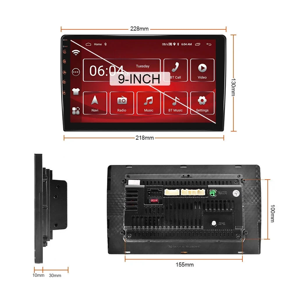 Android Screen 4+32G Navigation in-Dash Unit AM/FM Double Car GPS Auto DSP Din Android Universal Stereo Head Radio Store,YouTube QLED Carplay 1280X720 Wireless Multimedia Player,climate,Play 9"