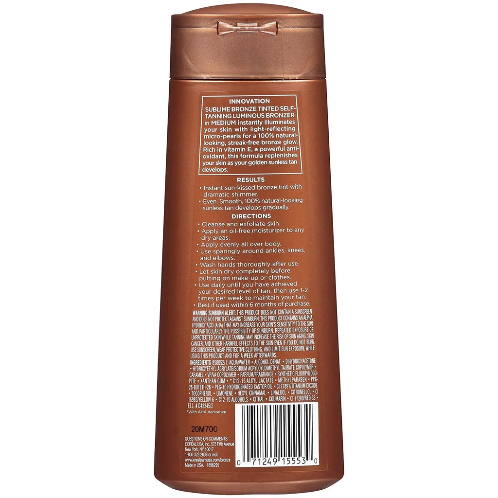 oz Sublime 6.7 Self-Tanning Tinted Bronze, L'Oreal Luminous Medium Bronzer,